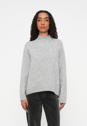 PULLOVER LONG SLEEVE MOCK NECK - Svetrík - stone melange
