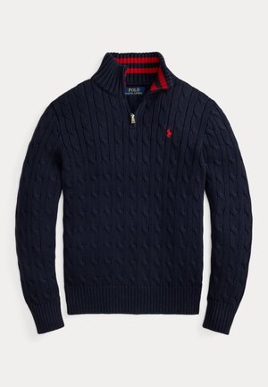 Polo Ralph Lauren, CABLE-KNIT COTTON QUARTER-ZIP SWEATER 7-14Y - Striktrøje - navy