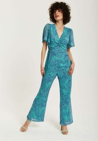 Liquorish ANIMAL PRINT KNOT FRONT  - Jumpsuit - blue