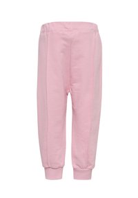 Zachte roze kindersweatpants met een elastische tailleband en boorden, gemaakt van een comfortabele stof voor een aangenaam draagcomfort.