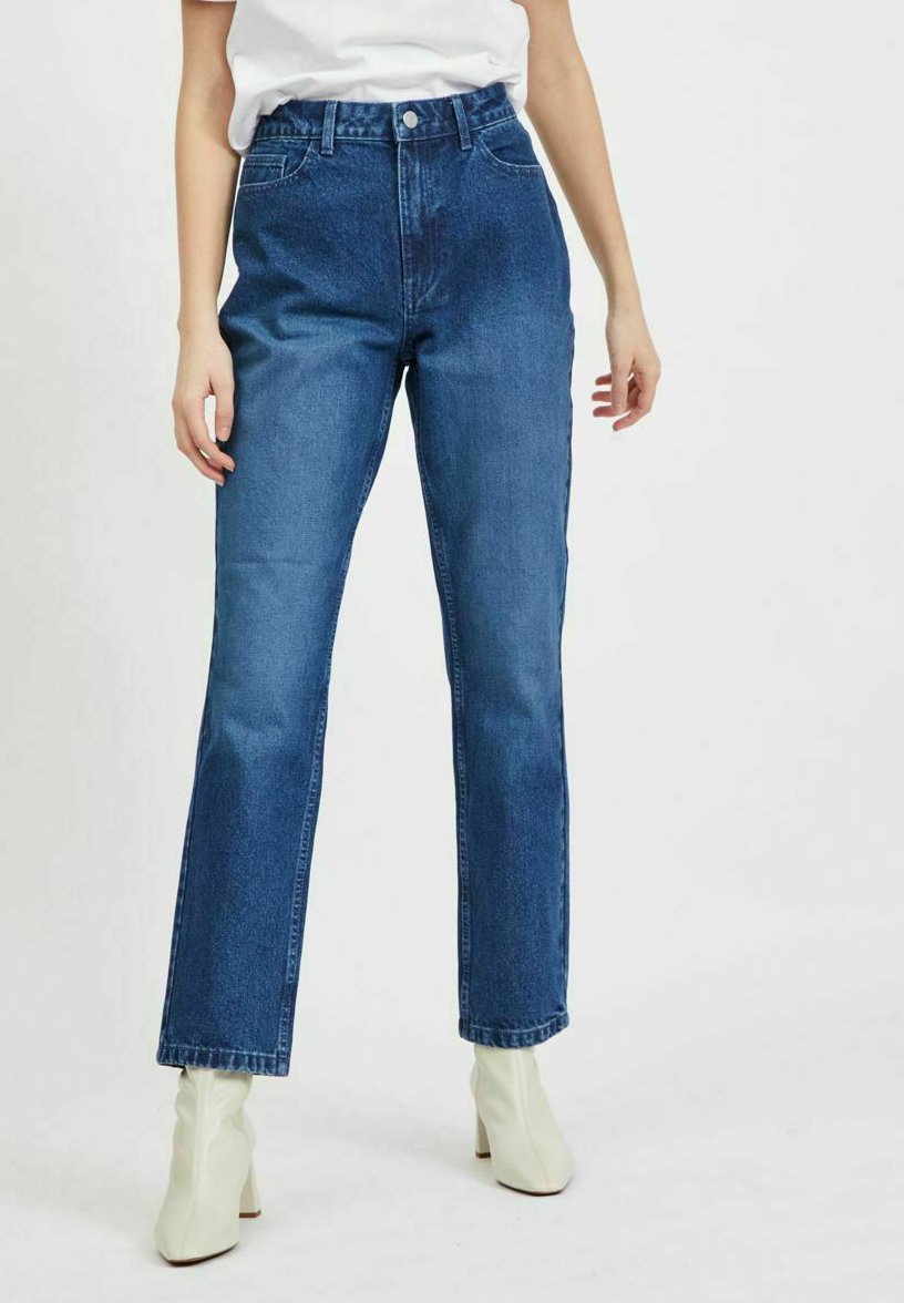 Vila Jeans Straight Leg - medium blue denim/dunkelblau - Zalando.de
