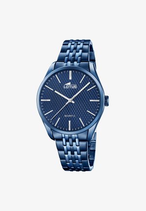 Quartz ručni sat Blue Lotus s teksturiranim brojčanikom, srebrnim oznakama za sate i metalnom narukvicom od povezanih karika.