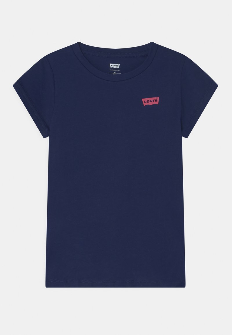 T-shirt navy blu a maniche corte con colletto rotondo e piccolo logo rosso Levi's sul lato sinistro del petto.