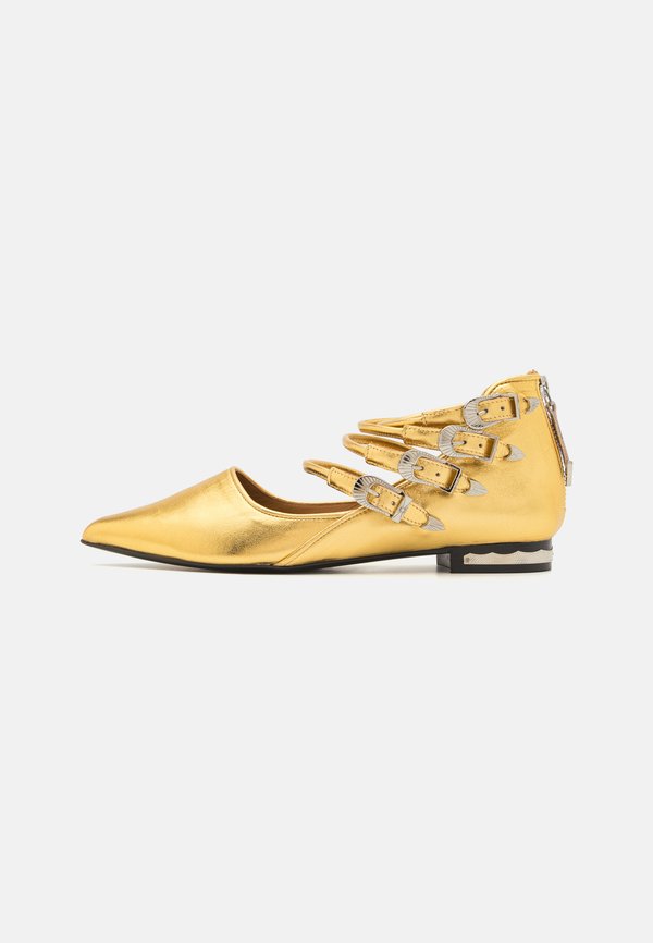 Ankle cuff ballet pumps - gold
