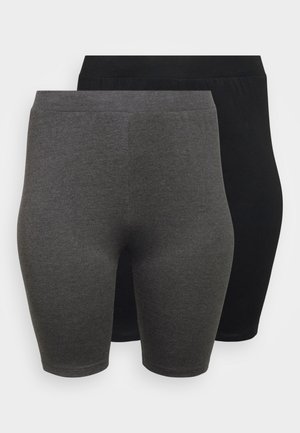 2 PACK  - Šorti -  black/mottled dark grey