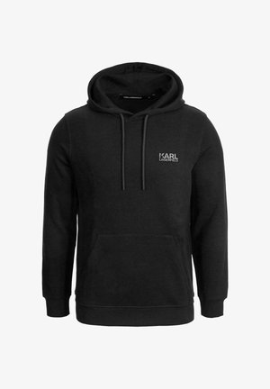 Sudadera con capucha negra de Karl Lagerfeld con bolsillo frontal, capucha con cordón y logo en el pecho izquierdo.