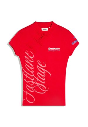 Bershka, SHORT SLEEVE T-SHIRT WITH QIPAO COLLAR AND PRINT - T-shirt imprimé - red