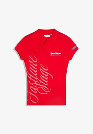Bershka, SHORT SLEEVE T-SHIRT WITH QIPAO COLLAR AND PRINT - T-shirt imprimé - red