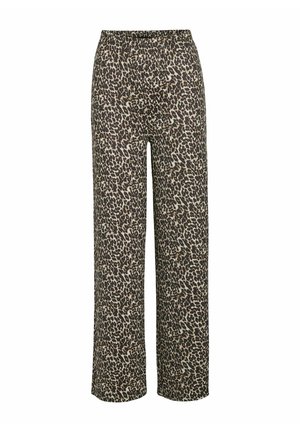 VILA LEOPARDENMUSTER MIT BEIN UND NORMALER BUND - Stoffhose - beige schwarz