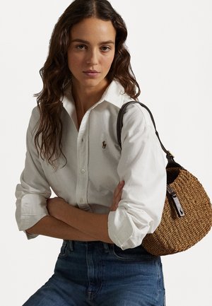 Polo Ralph Lauren POLO ID RAFFIA SMALL SHOULDER BAG - Håndtasker - beige/chocolate