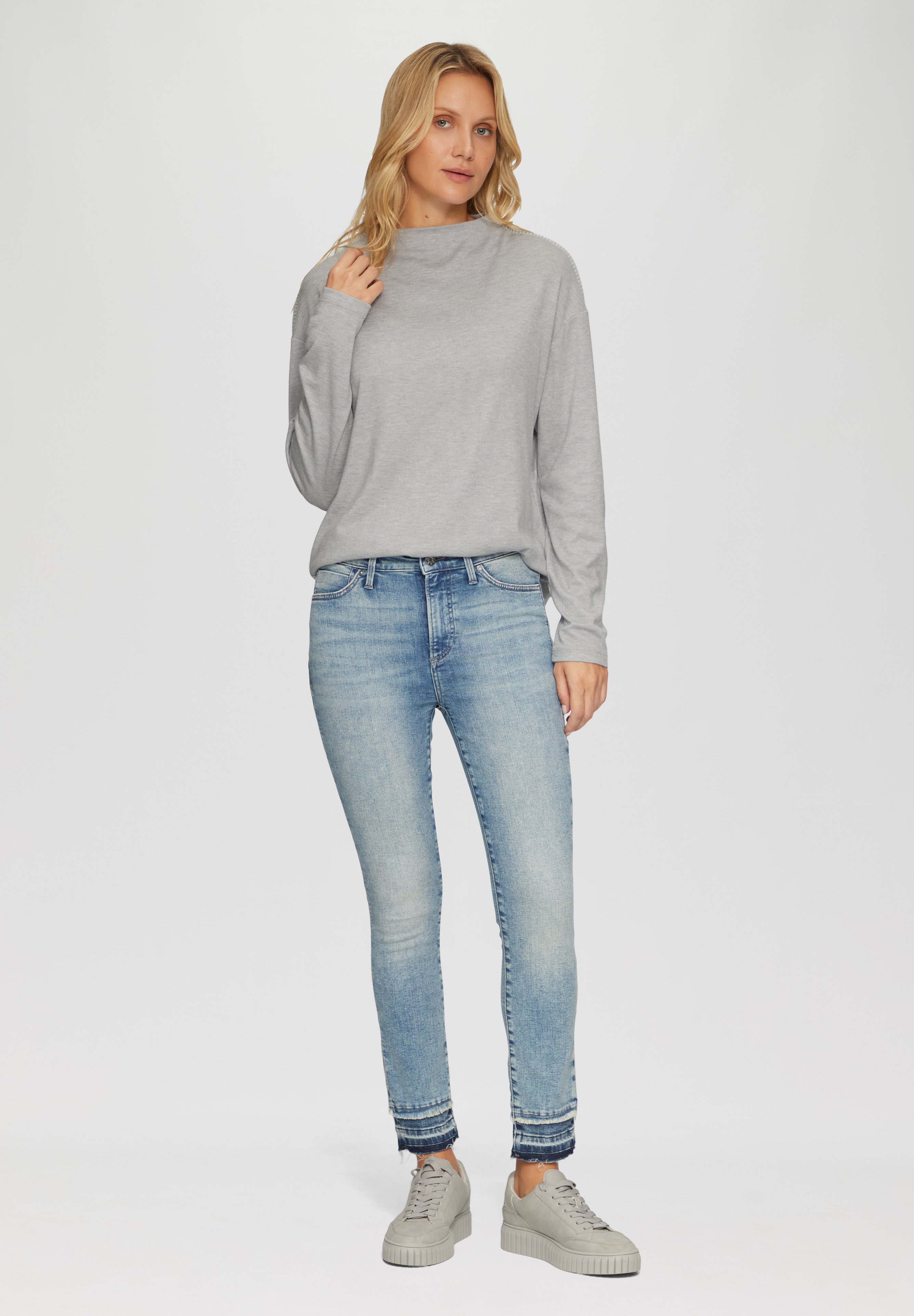 S.Oliver Damen Langarmshirt Mit Stehkragen – Orange, Slim Fit, Baumwollstretch