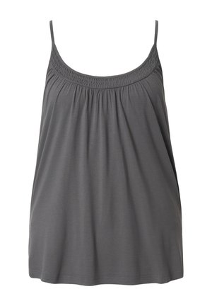 Ulla Popken SMOCKED NECK SPAGHETTI STRAP - Top - graphite grey