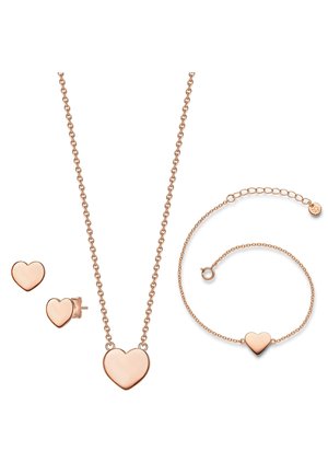 SILBER-SET SET (KETTE+ARMBAND+OHRSTECKER) STERLING SILBER ROSÉVE - Náušnice - roségold