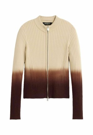 Desigual, RIBBED ZIP SWEATER - Strickjacke - brown