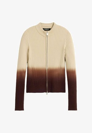 Desigual, RIBBED ZIP SWEATER - Strickjacke - brown