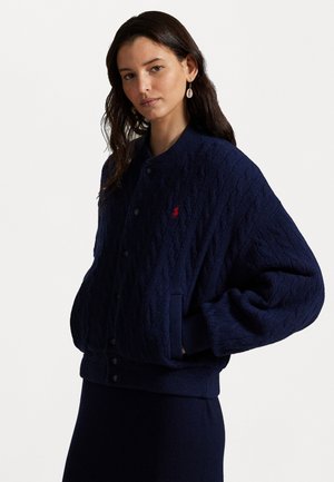 CABLE KNIT WOOL CASHMERE BOMBER JACKET - Bomberjacks - spring navy heather