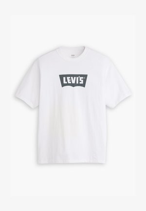Bílý bavlněný tričko s krátkými rukávy, se středovým černým logem Levi's a kulatým výstřihem. Hladký materiál, standardní střih.