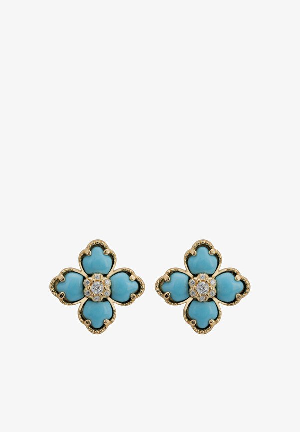 FLOWER CLOVER TURQUOISE STUD - Earrings3
