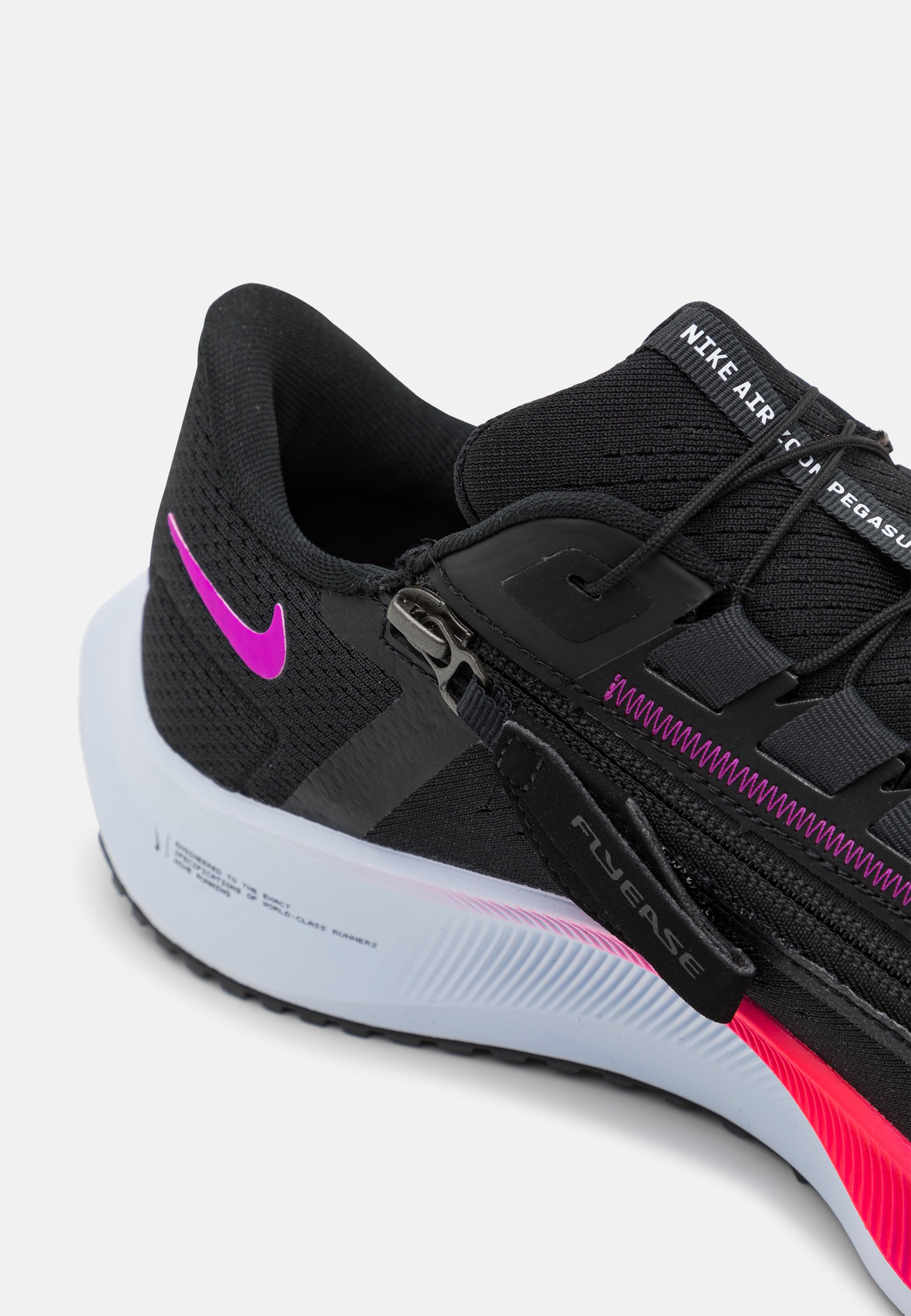 Nike Performance AIR ZOOM PEGASUS 38 FLYEASE - Neutral running shoes -  black/flash crimson/off noir/hyper violet/football grey/black -  Zalando.co.uk