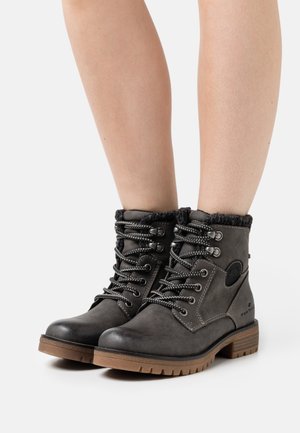 TOM TAILOR Šněrovací kotníkové boty - dark grey