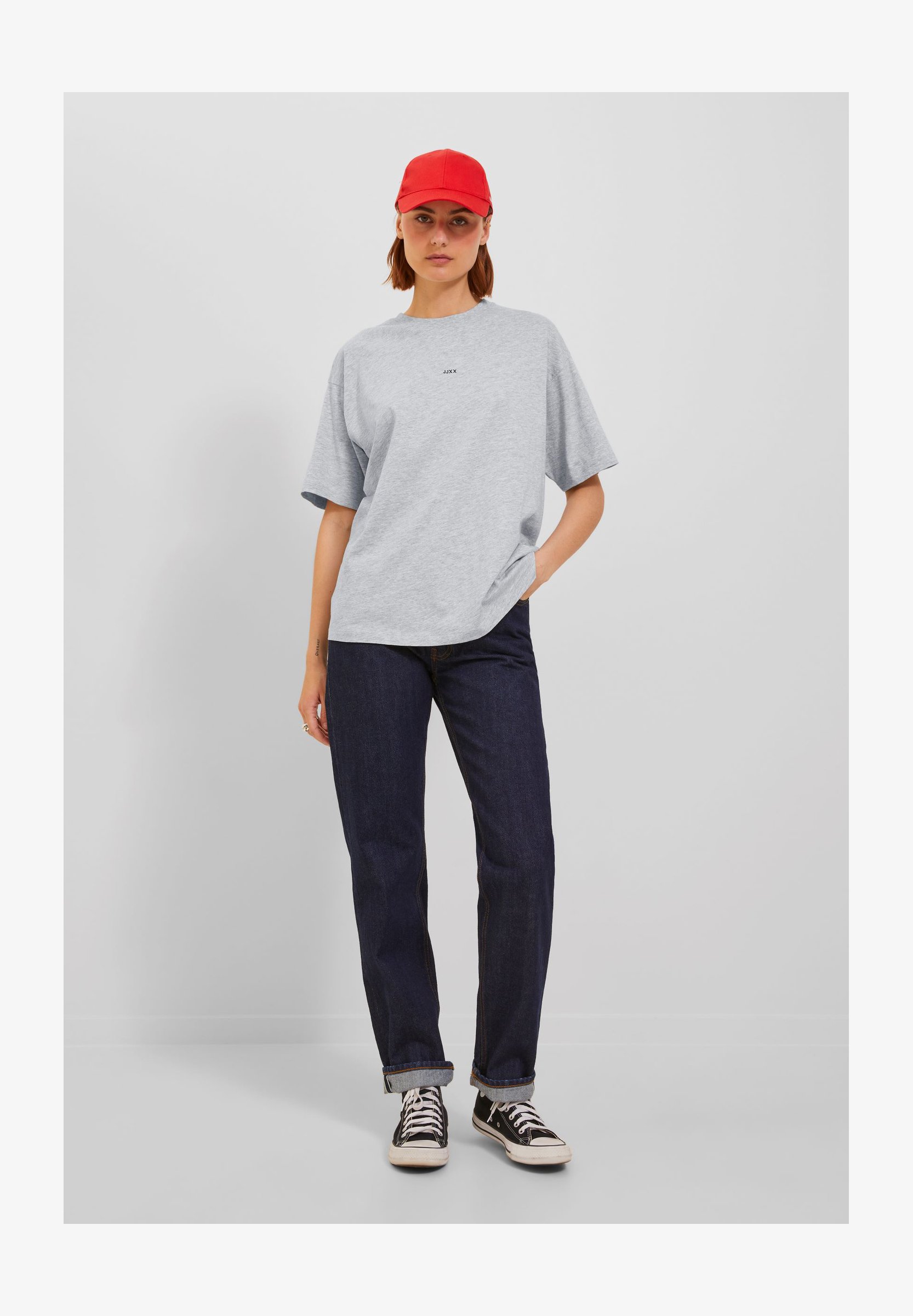 JACK & JONES Jjxx Jxandrea SS Loose Every Logo Tee Noos: T-Shirt Donna In Cotone Biologico, Vestibilità Larga