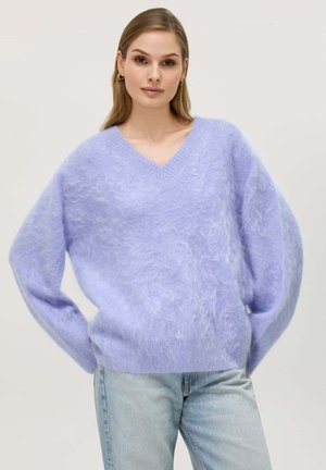 V-NECK BRUSHED - Pullover - blue