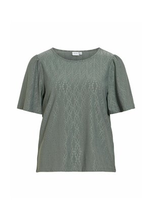 VILA, Short Sleeved VIBELLI Round neck - Tričko s potlačou - balsam green