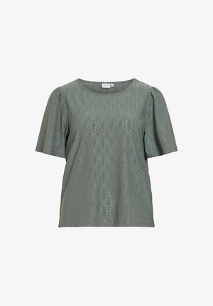 VILA, Short Sleeved VIBELLI Round neck - Tričko s potlačou - balsam green