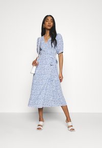 Glamorous WRAP AROUND MIDI DRESS WITH TIE AND SLEEVES - Vestido de dia - blue
