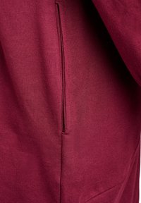 Felpa bordeaux realizzata in un morbido misto cotone, con tasca laterale e texture liscia. Nessun motivo visibile o dettagli in metallo.