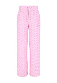 Pantaloni rosa con una stampa geometrica delicata, dal fit morbido, con vita elastica e stringa. Presentano un motivo geometrico in tutto il capo.