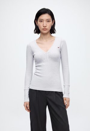 Hollister Co., SLIM V NECK  - Блуза с дълги ръкави - light grey