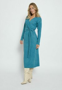 Desires ETAL LONG SLEEVE MIDI WRAP  - Svetríkové šaty - cystal teal melange
