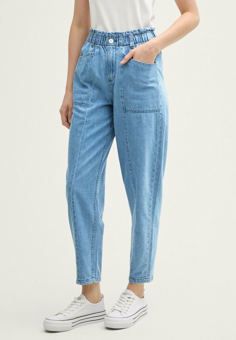 TOM TAILOR DENIM TTBARREL Paperbag - Répafazonú farmer - used bleached blue denim