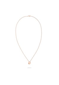 Roségold-Halskette mit feiner Kette, die einen glatten runden Anhänger und einen sicheren Verschluss aufweist, minimalistisch im Design und mit polierter Oberfläche.