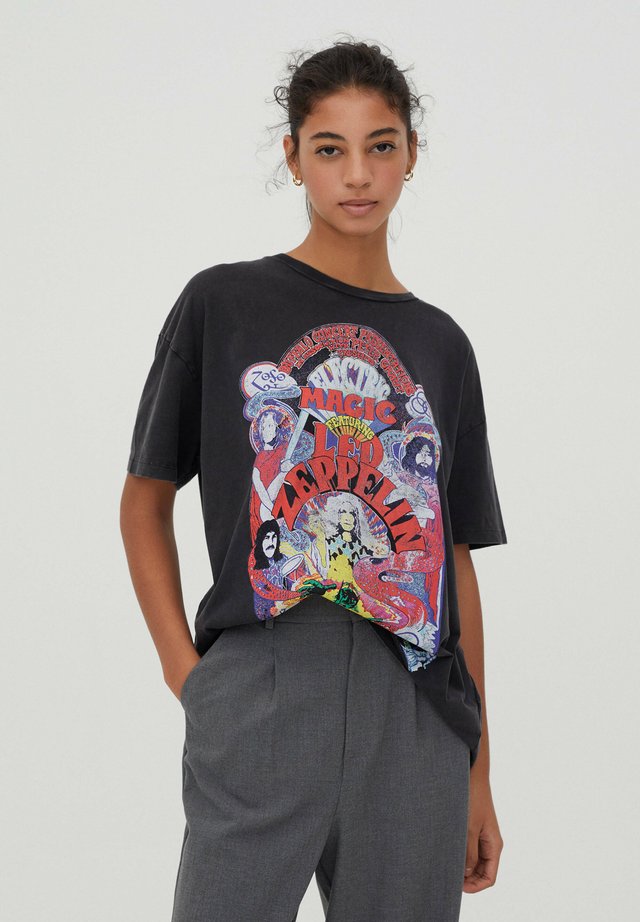 T-Shirt print - mottled dark grey