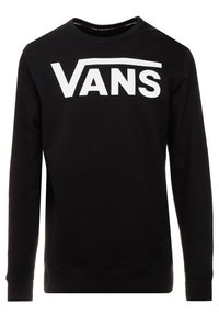 FELPA nera a maniche lunghe con girocollo e logo "VANS" bianco stampato sul petto.