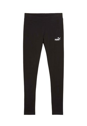 Leggings neri Puma con vestibilità slim e logo bianco Puma sulla coscia sinistra, progettati per l'abbigliamento sportivo.