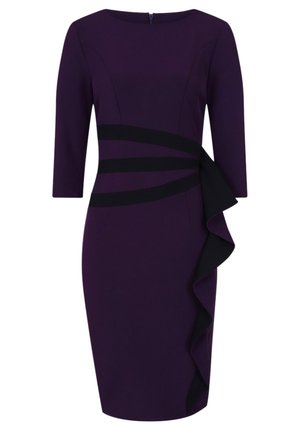 CONTRAST SIDE FRILL - Shift dress - dark purple