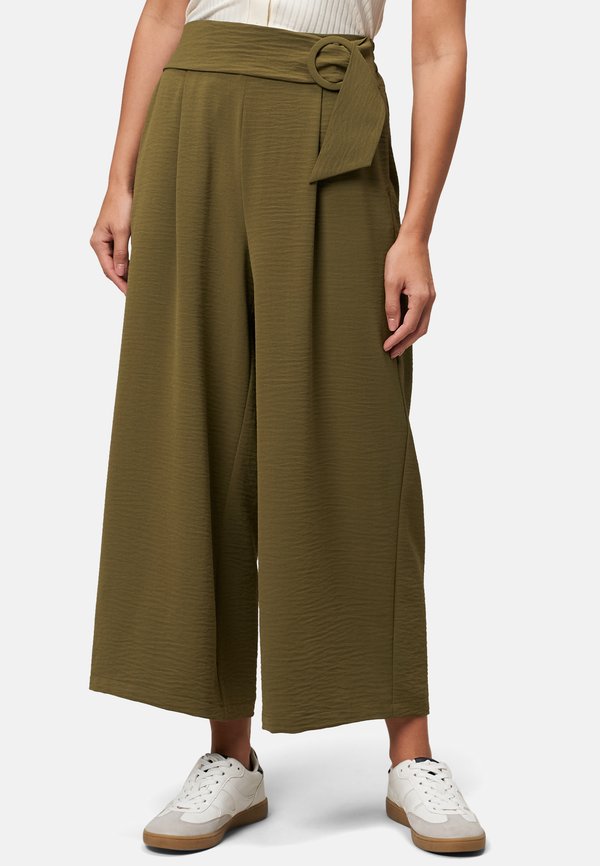 MIT GÜRTEL UND WEITEM - Stoffhose - dark olive