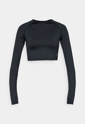 Even&Odd active ESSENTIAL QUICK DRY CROPPED LONG SLEEVE TOP WITH THUMB HOLES - Langarmshirt - black