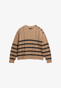 Geselecteerd, beige shadow grey stripe