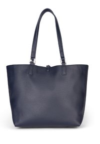 Sac fourre-tout bleu marine en cuir granité. Doté de doubles bretelles et d'un design minimaliste sans fermetures ni accessoires visibles.