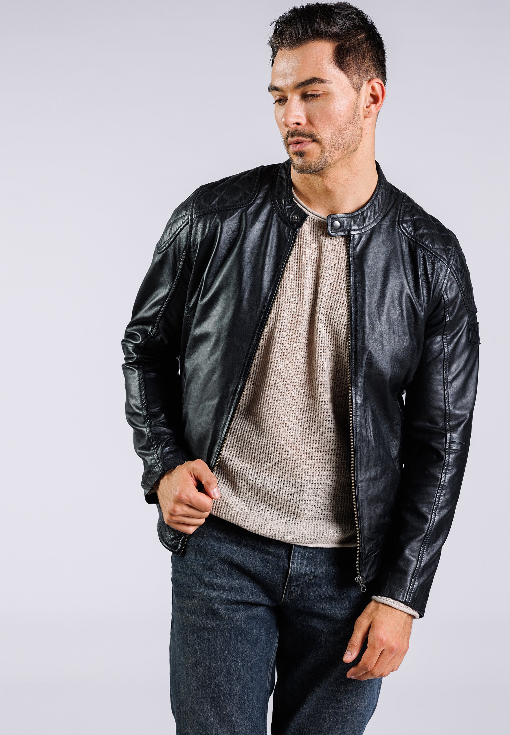 ジャケット・アウター NTRUL MODERN LEATHER JACKET DISSONANCE Freaky Nation TYLER - Leather jacket - black - Zalando