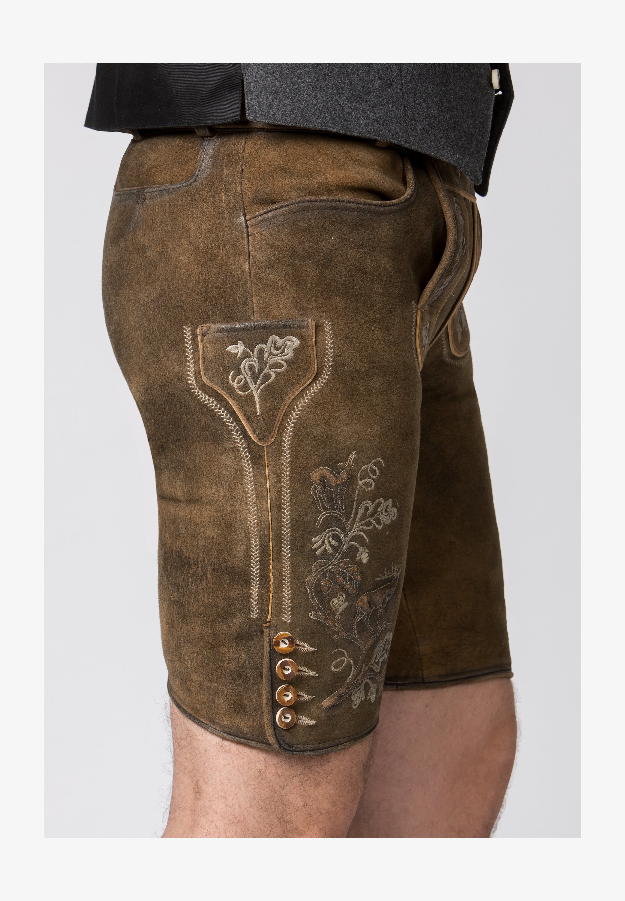 Stockerpoint Trachtenlederhose Bastian - Pantaloni In Pelle Di Capra Per Uomo - Autentico Look Tradizionale Bavarese Con Cintura Inclusa - Modello Falkenstein