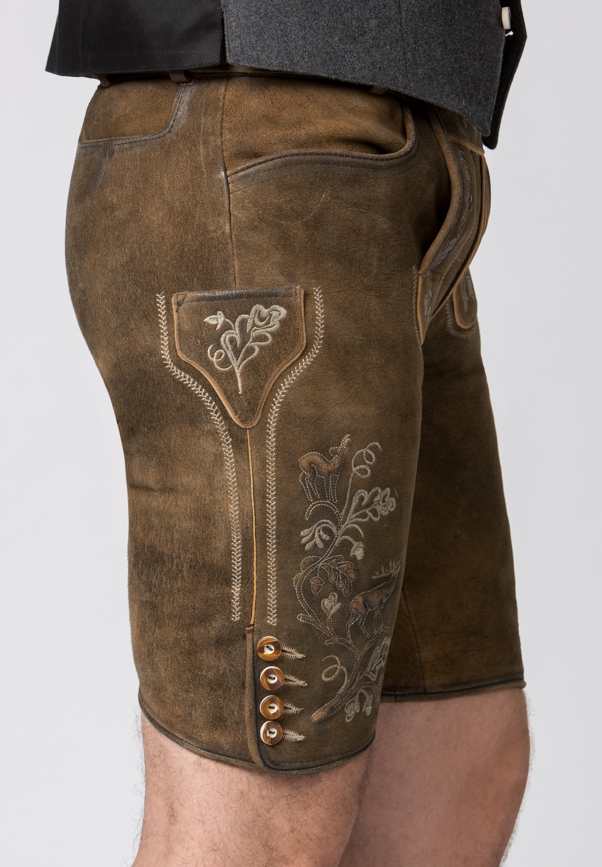 Stockerpoint Trachtenlederhose Bastian - Pantaloni In Pelle Di Capra Per Uomo - Autentico Look Tradizionale Bavarese Con Cintura Inclusa - Modello Falkenstein