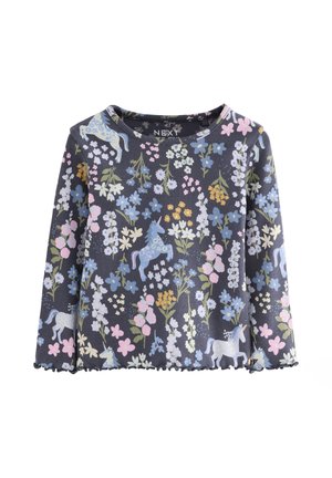Majica z dolgimi rokavi - navy floral unicorn