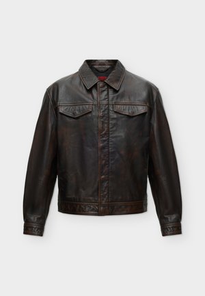 HUGO, LERANO - Leren jas - brown overflow