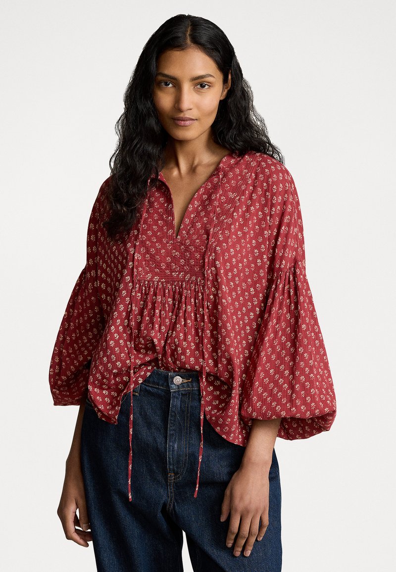 Polo Ralph Lauren COTTON GAUZE TIE NECK BLOUSE - Blouse - woodblock