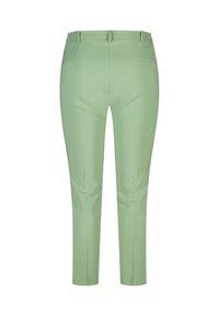 Lichtgroene op maat gemaakte broeken met een gladde textuur, met een rechte snit, achterzakken en een aansluitende tailleband.